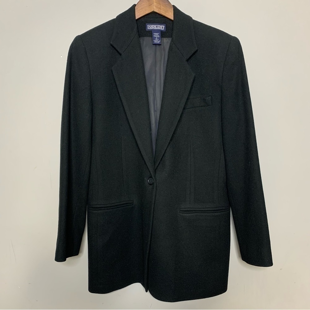 Lands' End Wool Cashmere 1 Button Blazer Jacket size 6